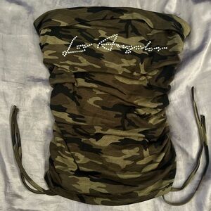 Camo Tube Top with LA Rhinestone Detail